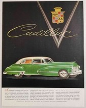 1947 Print Ad Cadillac 4-Door Green Car 2-Tone Paint - $20.22