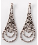 Cute bling silver tone teardrop dangles earrings clear rhinestone for pr... - $16.98