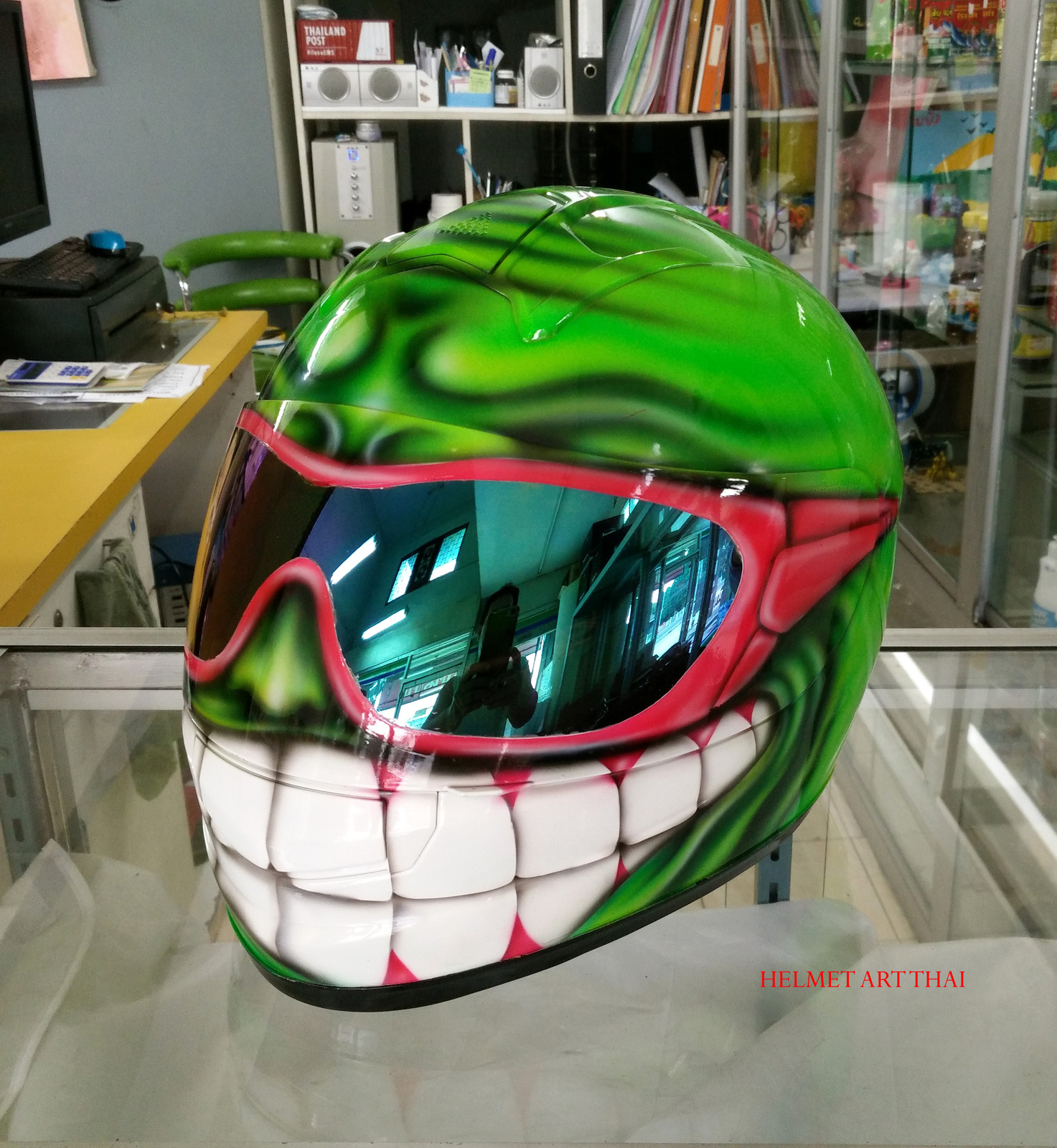 CUSTOM SMILING FACE HELMET - Apparel, Protective Gear & Merchandise