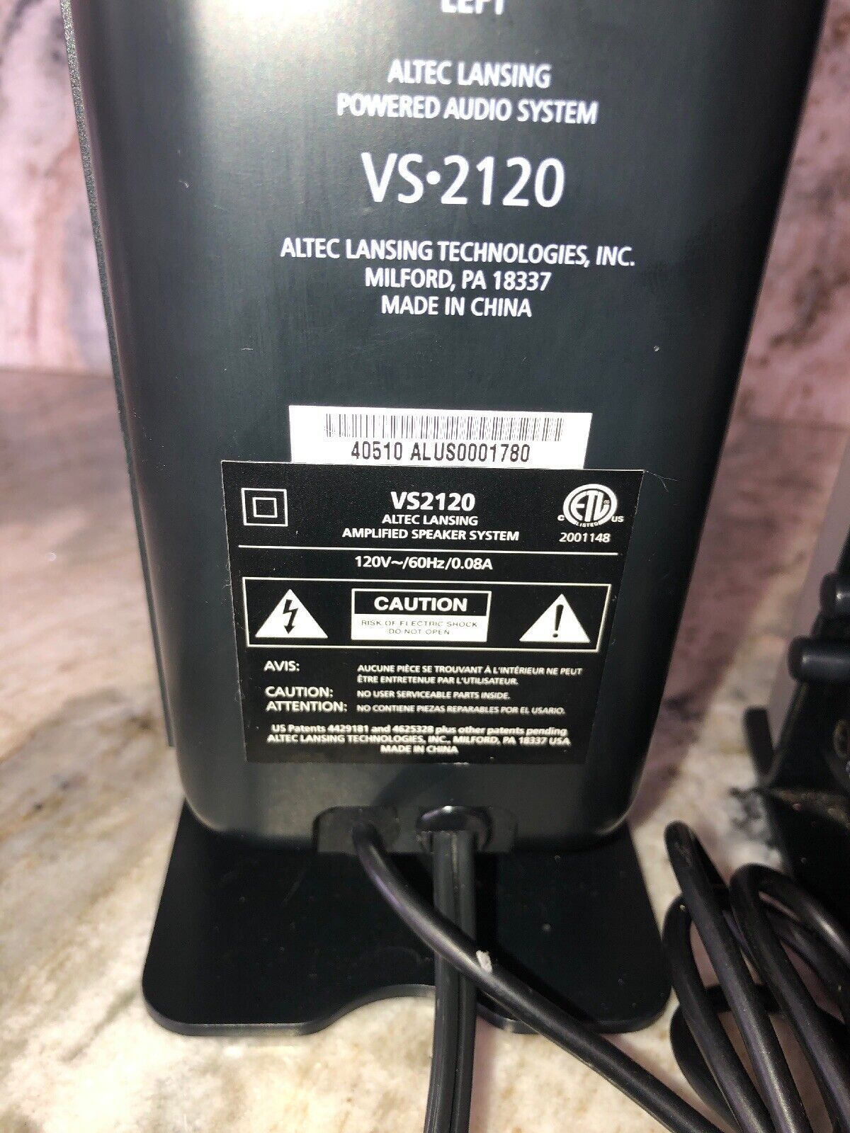 Altec Lansing Powered Computer Audio System Model VS2120 2 Speaker Set Tested Computer Speakers