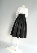 Black Midi Party Skirt Outfit Glitter Black A-line Midi Skirt High Waisted image 3