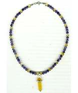 Citrine Point and Amethyst and Citrine Round Bead Necklace - $38.00