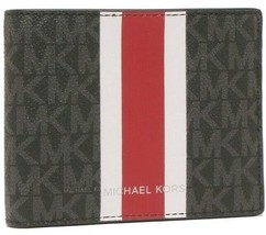 Michael Kors Cooper Brown Neon Signature Leather Graphic Logo Billfold  Wallet 