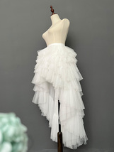 White High Low Layered Tulle Skirt Outfit Hi-lo Layered Bridesmaid Tulle Skirts