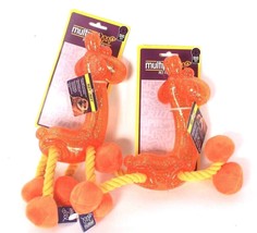 2 Ct Multipet Ruff Enuff Glitter Gang Squeaky Rubber &amp; Rope Dog Toy - $31.99