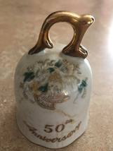 Vintage Lefton Porcelain 50th Anniversary Bell Japan 1101 Hand Painted Bell - $24.99