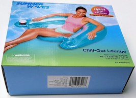 NEW Summer Waves Inflatable Chill-Out Lounge Pool Float - Blue Unisex Ad... - $9.89