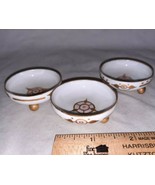 3 Salt Cellar Dip O &amp; E G Royal Austria Porcelain White Pink Circles Gol... - $32.99