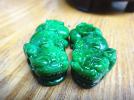 Free Shipping -  Hand-carved one Pair Genuine green jadeite '' Pi Yao '' Amulet  - $30.00