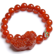 Free Shipping - '' good luck '' Hand carved natural RED agate / Carnelian '' PI  - $26.99