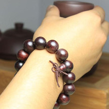Free Shipping -  Hand Carved  natural DARK Red sandalwood Meditation yoga prayer - $20.00