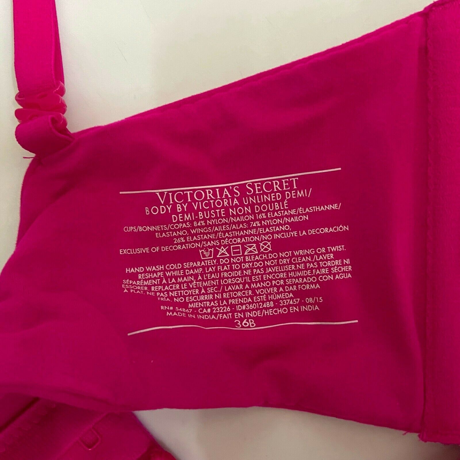 Victoria's Secret Body by Victoria Lace Unlined Demi Bra Size 36B Fuchsia /  Pink