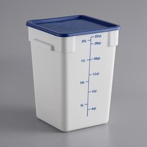 Vigor 12, 18, and 22 Qt. Blue Square Polypropylene Food Storage Container  Lid