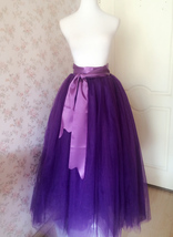 Women High Waisted Maxi Tulle Skirt A Line Purple Holiday Full Tulle Skirt Plus