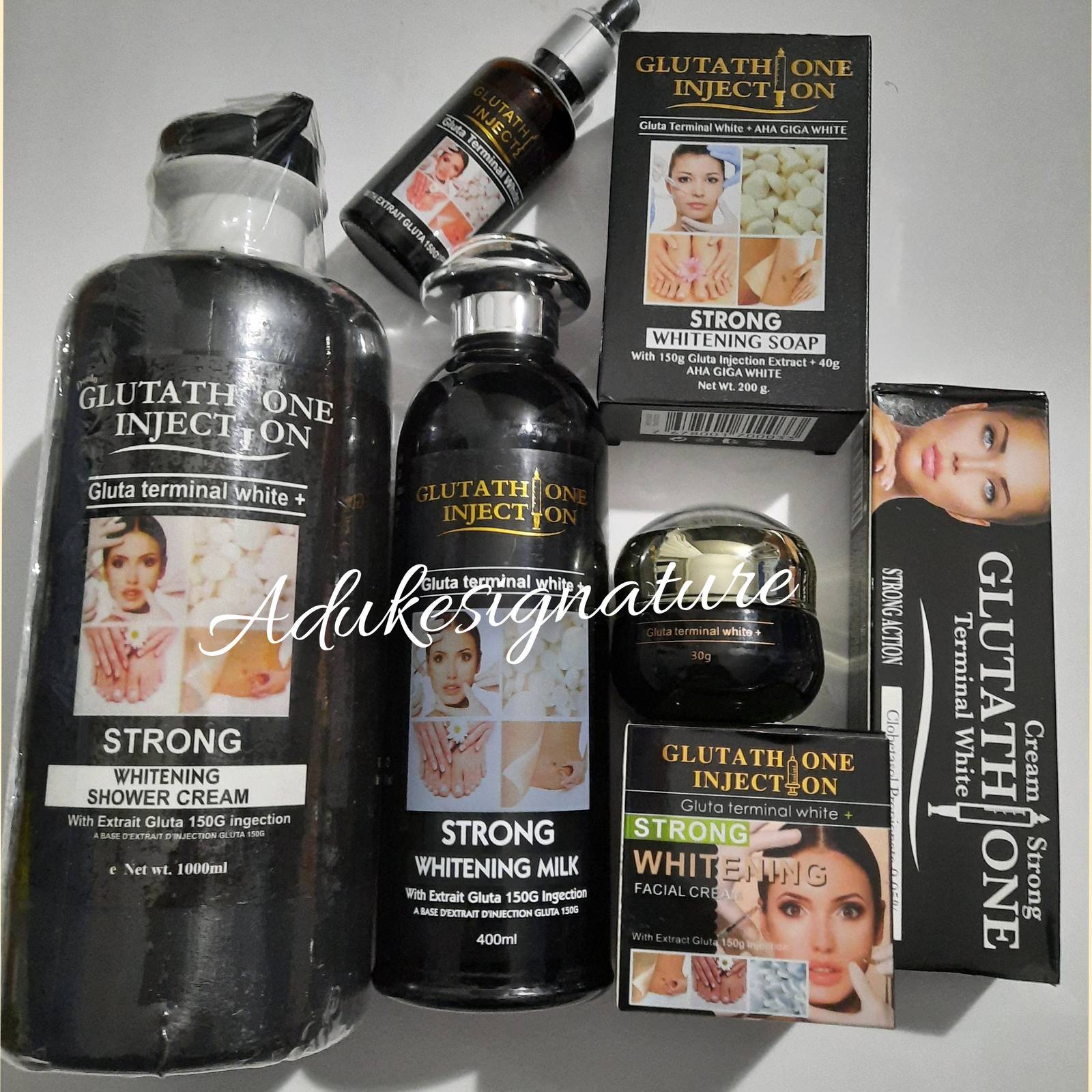 6 in 1 ABEBI white Glutathion injection body lotion,face,shower cream