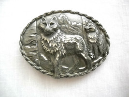 Ejc 95 Wildlife Two Wolves / Wolf Mountain Scene Belt Buckle Made In The Usa - $19.00