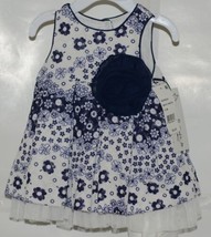 Pippa Julie Navy White Flowered Dress Bloomer Set 0 3 Month image 1