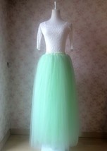 Mint Green Long Tulle Skirt Outfit 4 Layered Plus Size Long Tulle Skirt