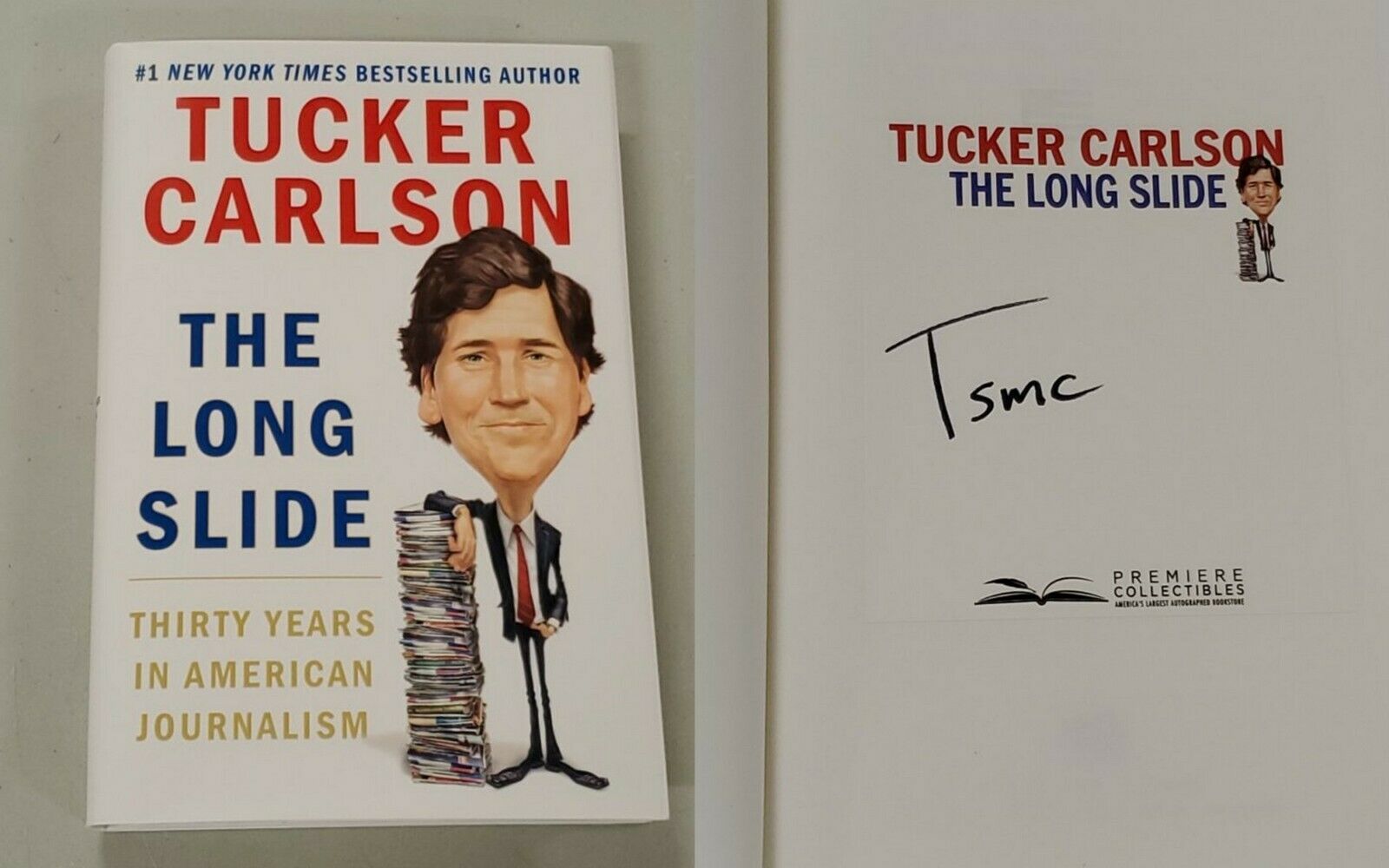 Tucker Carlson Signed The Long Slide 2021 Hardcover Book Premiere