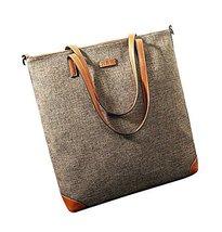 Smart Casual Canvas Tote Handbag Shoulder Bag Messenger Bag Gray Coffee