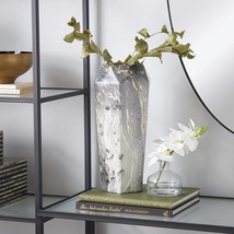 Deco 79 Ceramic Faux Marble Vase, 7" X 7" X 14", Black - $35.99
