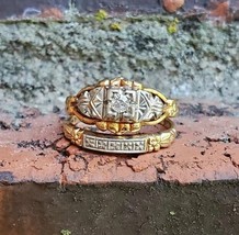 Vintage Ring Set, Antique Bridal Round Moissanite Engagement Set, Edwardian Ring - $199.00