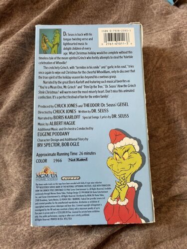 How the Grinch Stole Christmas VHS Dr. Seuss Narrated By Boris Karloff ...