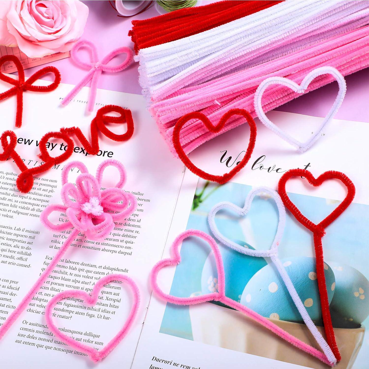 200 Pieces Pink Pipe Cleaners For Valentine's Day Chenille