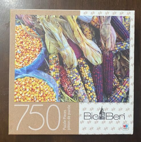 Primary image for MB Big Ben 750 Piece Jigsaw Puzzle - Colorful Corn - 20” x 27” Excellent Conditn