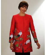 Smithsonian Red Crane Jacquard Coat Embroidered - $99.99