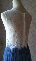 White Lace Sleeveless Crop Top Wedding Bridesmaid Sleeveless Lace Tops Plus Size image 9