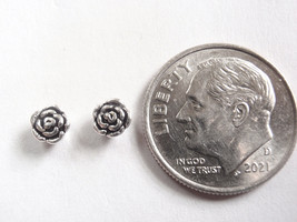 Tiny Blooming Rose 925 Sterling Silver Stud Earrings - $8.09