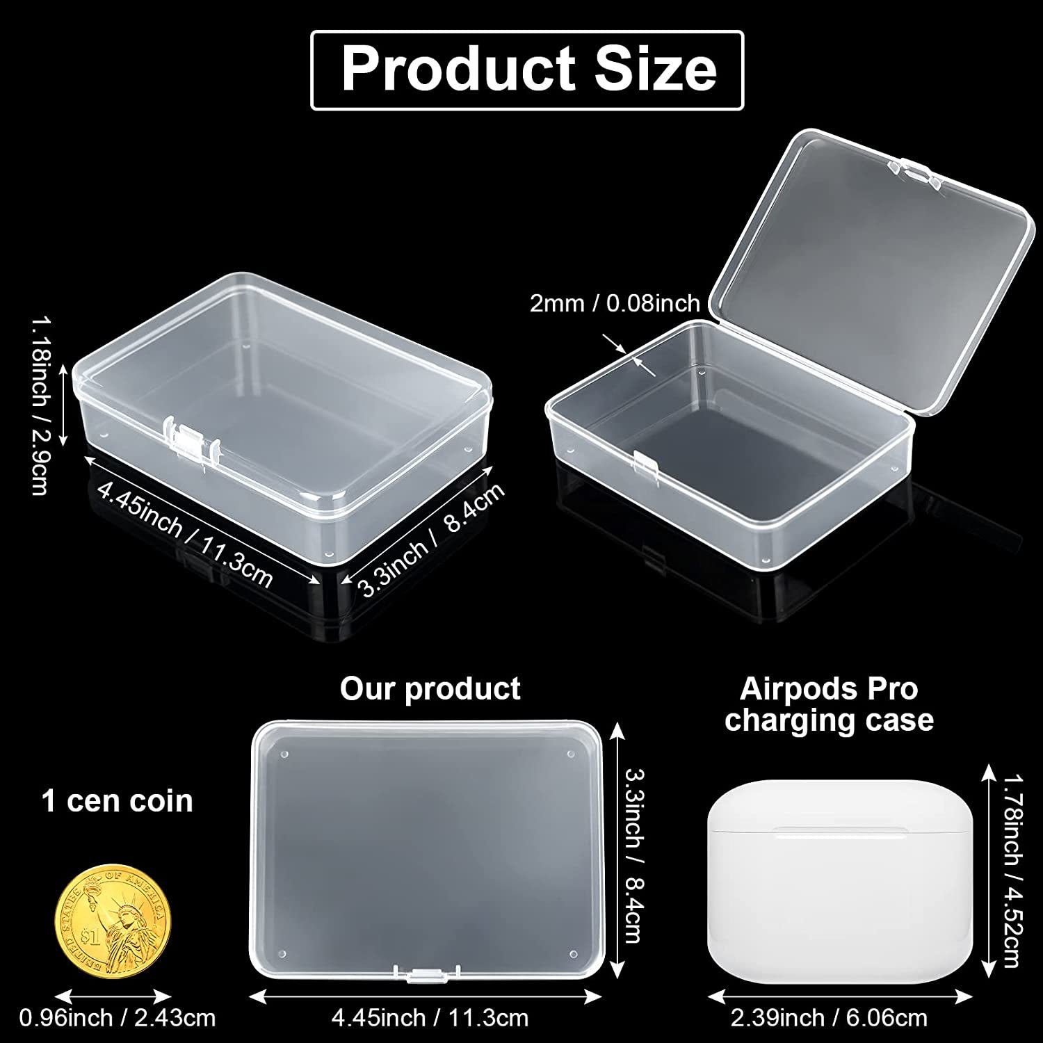 25 Packs Small Square Containers Case Organizer with Hinged Lids Clear  Plastic Beads Storage Box for Jewelry, Pills, Crafts (1.78 1.78 0.8)
