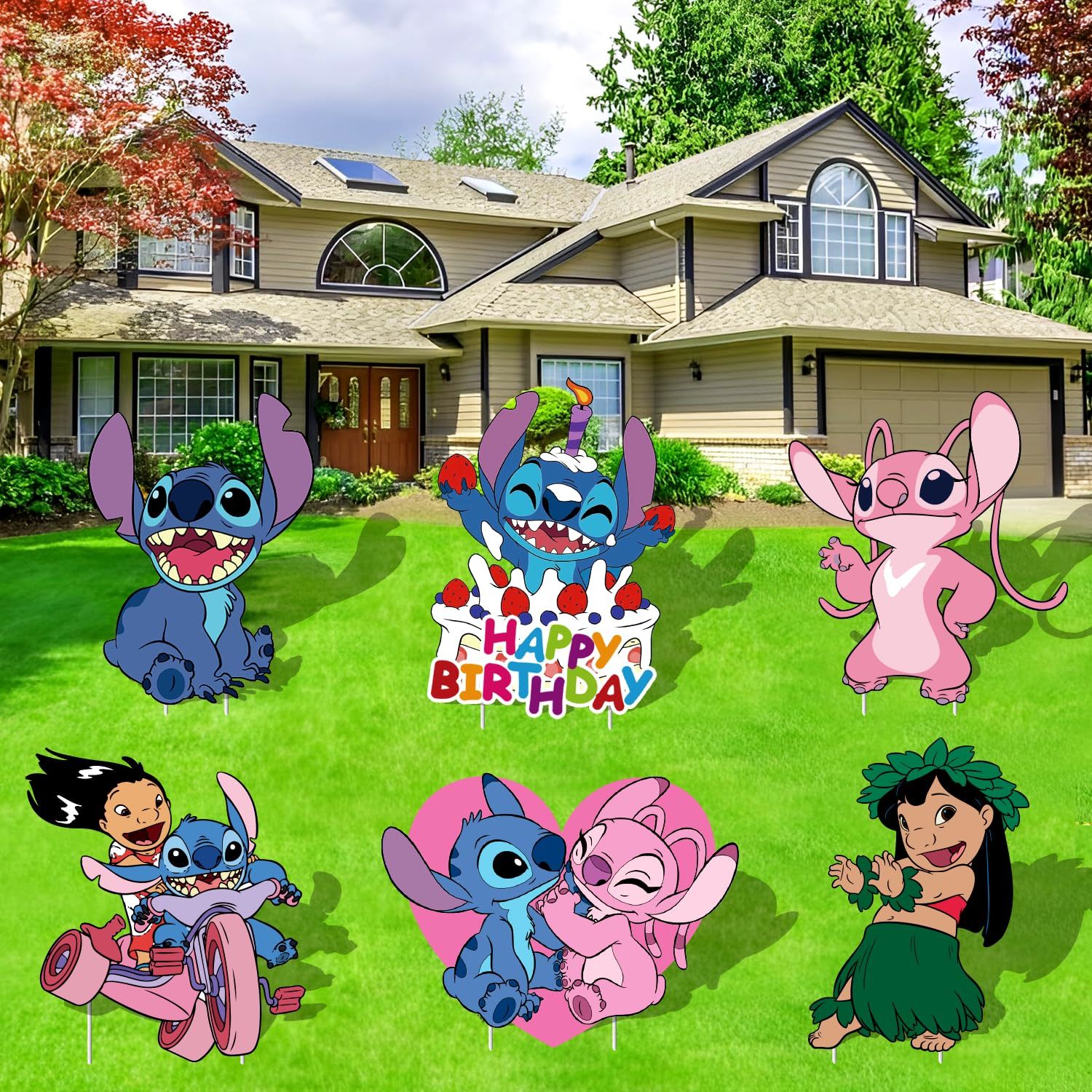 Stitch Birthday Party Supplies, Lilo and Stitch Party Decorations Include  Happy Birthday Banner, Backdrop, Tableware Set, Tablecloth, Hanging Swirls