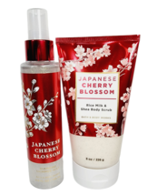 Japanese Cherry Blossom Bath & Body Works Diamond Shimmer Mist Rice Milk Scrub - $30.47