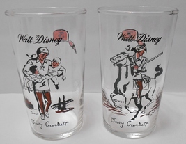 DAVY CROCKETT WDP Walt Disney lot of 2 Drink Glasses #3 & #7 Federal Glass 4 1/4 - $79.95