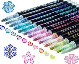 RIANCY Double Line Outline Markers 12 Colors Outline Metallic shimmer  Markers Pens for Lettering, DIY Art Drawing Greeting Cards Craft Pens  Projects