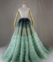 Sage Green Tiered Maxi Tulle Skirt Wedding Bridal Skirt Outfit Evening Skirts image 7