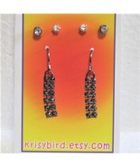 3 pair Fashion Earrings Gunmetal Drop earrings with 2 pair of Clear Studs - $4.00
