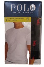 3 Genuine Polo Ralph Lauren Mens 1XL To 6XL Big&Tall Black Cotton Crew T-SHIRTS - $51.90