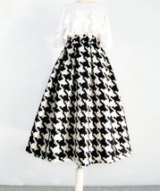 Winter Green Houndstooth Skirt Pleated Midi Party Outfit Women Woolen Skirt Plus image 10