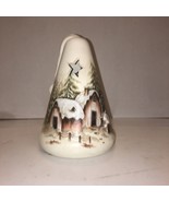 Candle Holder Santa Hat With Houses German  Deutsch 6 3/4 Inches Christmas - $16.49