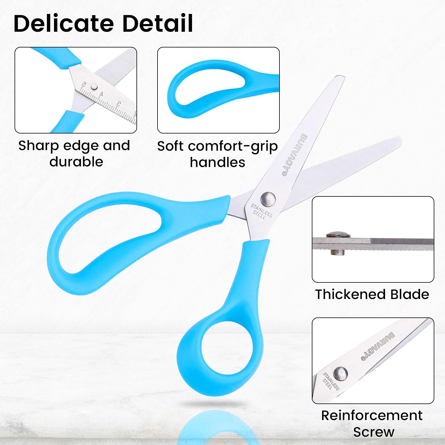 Scissors, 6 Multipurpose Scissors Bulk 36-Pack, Right/Left Handed  Comfort-Grip