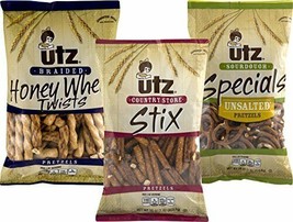 Utz Honey Wheat Twist, Stix &amp; Unsalted Sourdough Pretzel Variety 3- Pack... - $30.64