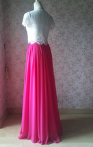 Fuchsia Hot Pink Full Chiffon Skirt Floor Length Summer Bridesmaid Chiffon Skirt image 3