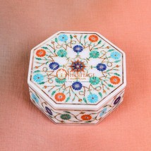 Marble White Jewelry Box Hobby Lobby Semiprecious Inlay Floral Art Handm... - $487.52
