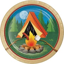 Camp Out Lunch Plates Birthday Party Supplies Camping Campfire 8 Per Package - $3.95