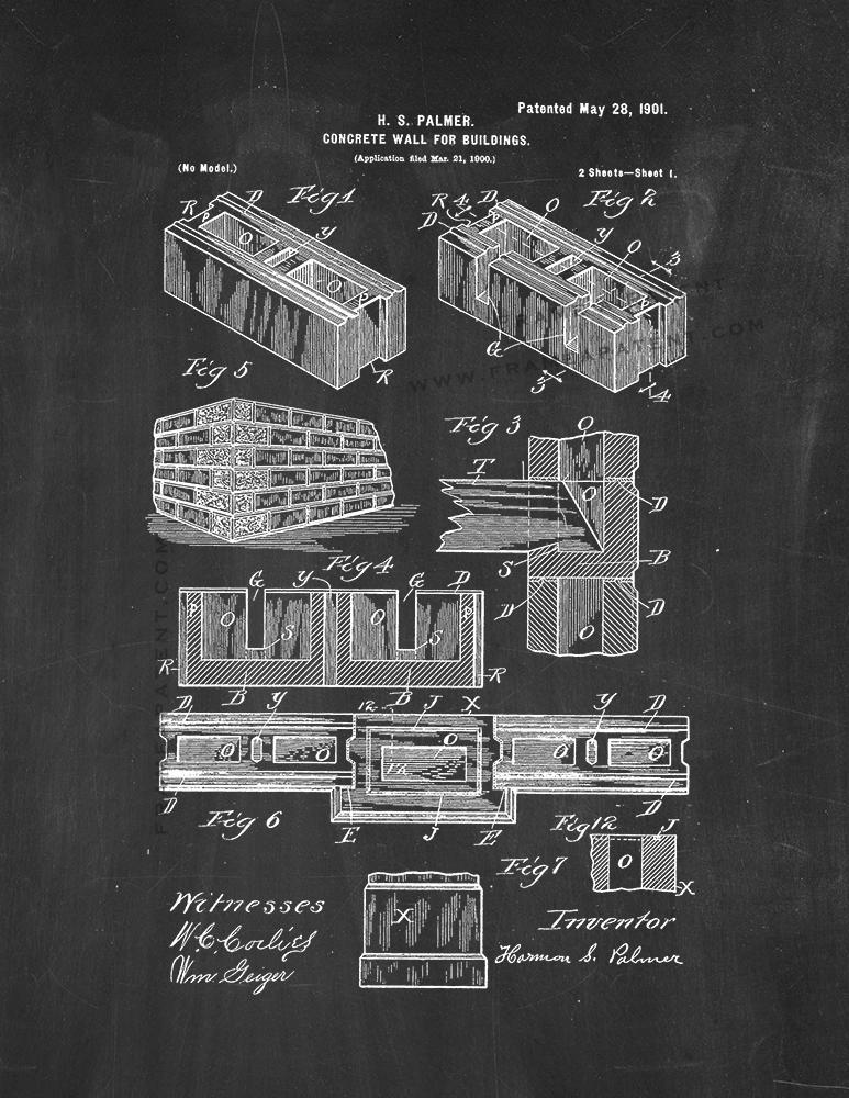 Primary image for Concrete Wall for Buildings Patent Print - Chalkboard