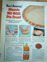 Mazola Oil  No Roll PIe Crust Print Magazine Advertisement 1955 - $4.99