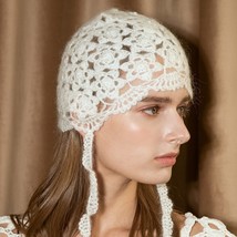 X036 Adult Hand-Woven Knitting Hats Adjustable Autumn Flower Beret Sweet Cute en - $190.00